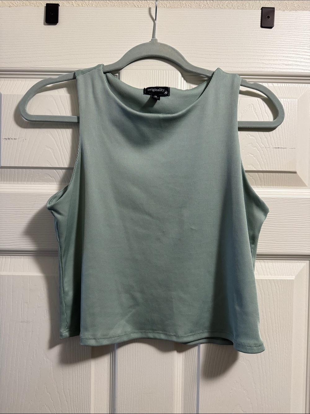 Originality Crop Tank Top in Sage Green